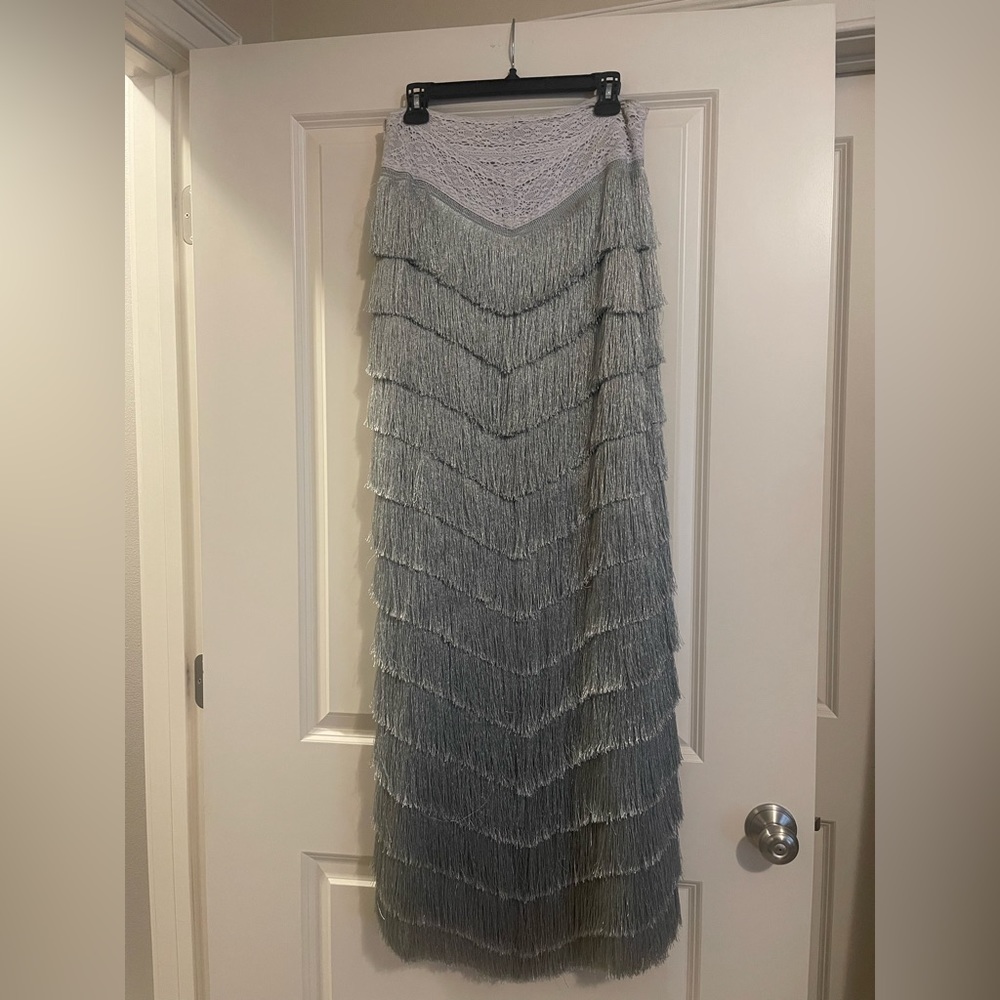 Free People Snowdrift Fringe Maxi Skirt